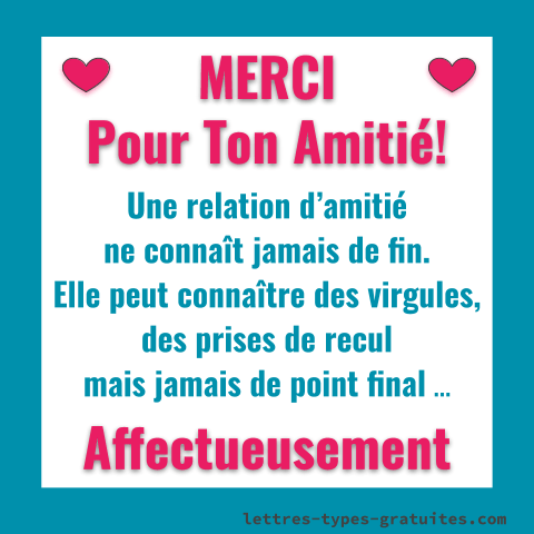 Modèle de lettre d'amitié touchante - Beaux messages pour amie ou ami