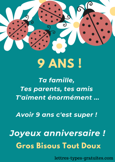 Message Joyeux Anniversaire 9 Ans Idee Texte Pour Fille Garcon Fils Enfants