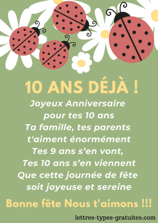 Message Anniversaire 10 Ans Souhaiter Joyeux Anniversaire Fille Garcon