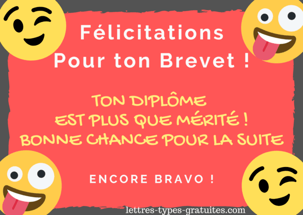 Carte Félicitations Brevet des Collèges - Mms Image Instagram Facebook Snapchat whatsapp