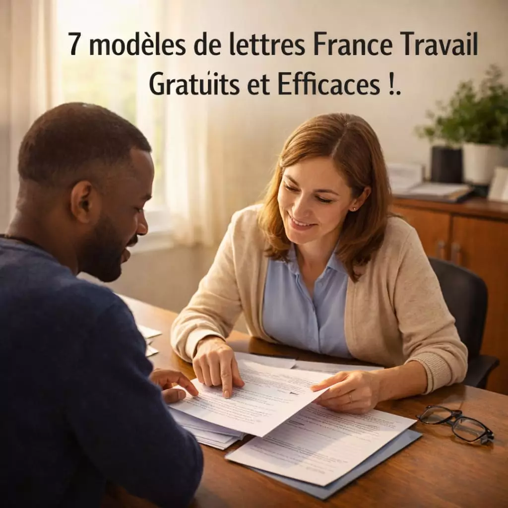 Accompagnement social demandeur d'emploi France Travail Travailleur social en entretien avec un demandeur d'emploi, documents à la main, bureau bienveillant