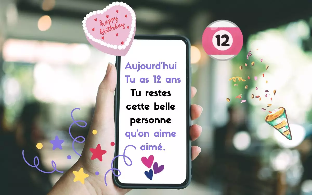 Une image pour illustrer un affectueux message d'anniversaire pour les 12 ans d'une fille ou d'un garçon