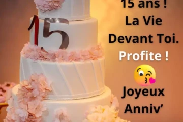 Souhaiter un joyeux anniversaire à un adolescent ou une adolescente avec une jolie image avec un gâteau d'anniversaire et le chiffre 15