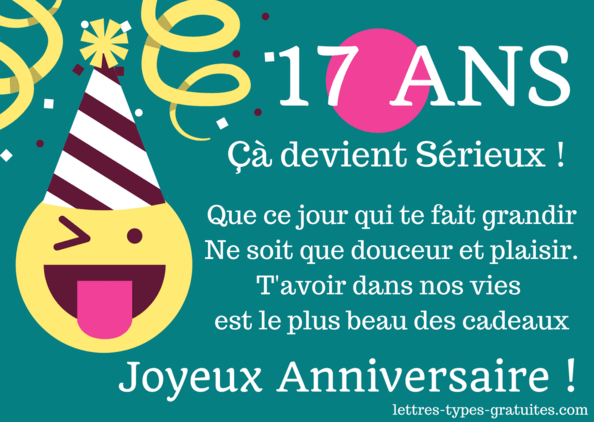 carte anniversaire 17 ans fille gratuite 17 Ans Message Anniversaire Bonne Fete Fils Ou Fille Et Ami Amie carte anniversaire 17 ans fille gratuite