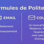 Infographie comparant les formules de politesse pour emails et courriers professionnels en 2025