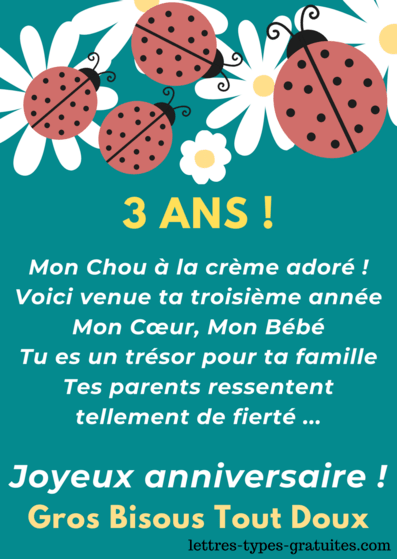 Anniversaire 3 Ans Texte Joyeux Anniversaire Fille Garcon Fils