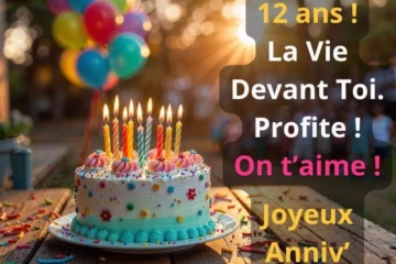 Message touchant pour souhaiter un joyeux anniversaire à sa fille de 12 ans ou à son fils et lui dire je t'aime.