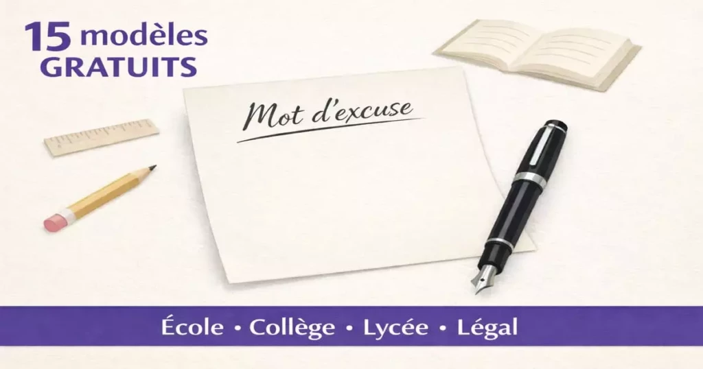 Modèle mot d'excuse parental pour absence à l'école, collège ou lycée
