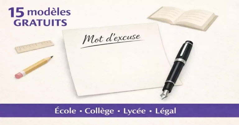 Modèle mot d'excuse parental pour absence à l'école, collège ou lycée