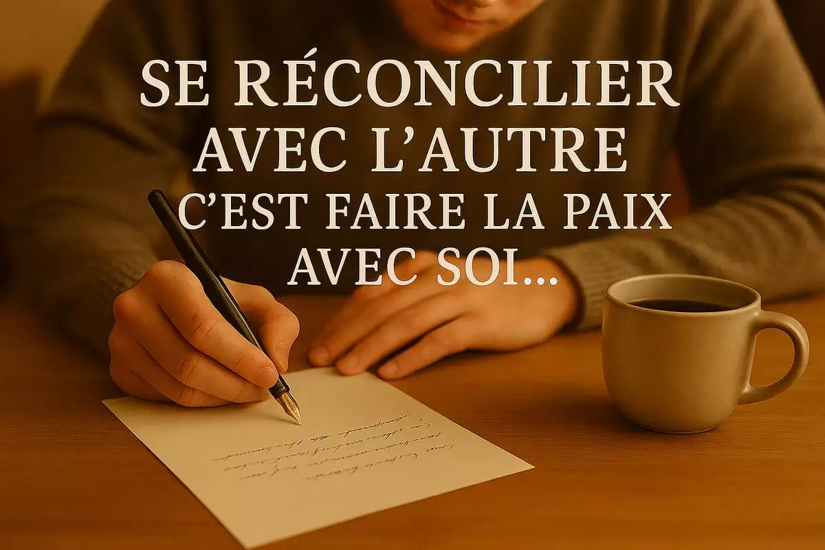 Personne rédigeant une lettre de réconciliation manuscrite