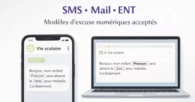 Exemple de SMS et mail d'excuse parentale pour absence scolaire