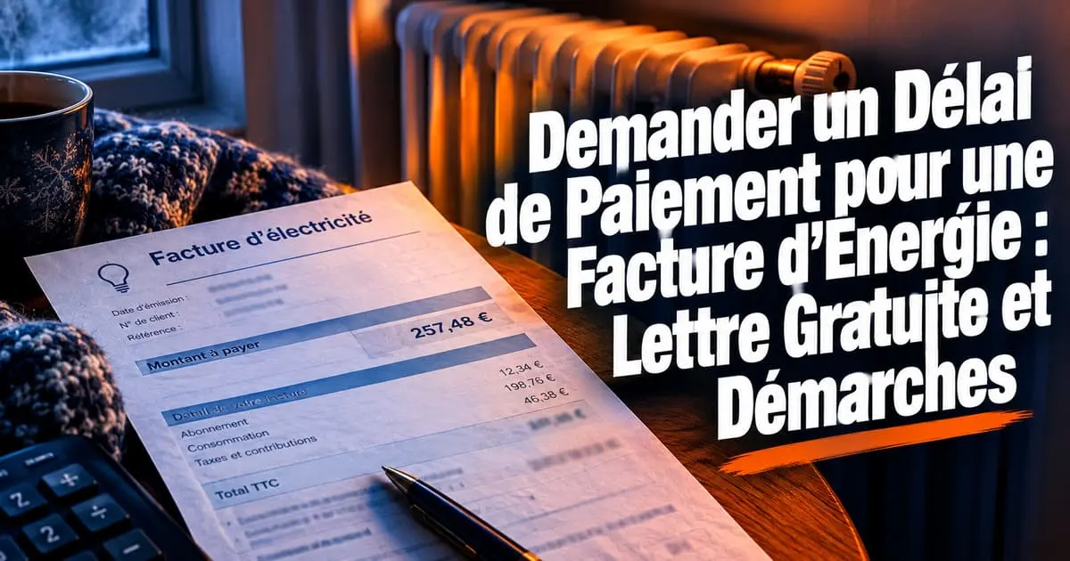 Demander un délai de paiement pour une facture d'énergie : démarches et lettre type lettre délai paiement facture énergie EDF Engie modèle gratuit