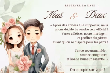 Invitation de mariage originale avec texte humoristique pour surprendre vos invités