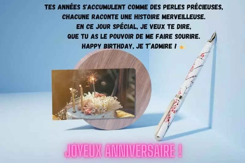 Carte anniversaire manuscrite lettre longue texte ami stylo plume écriture