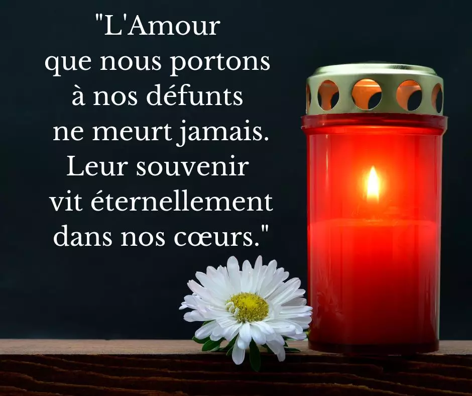 Carte de la Toussaint 2025 - Hommage aux défunts avec chrysanthèmes et bougies