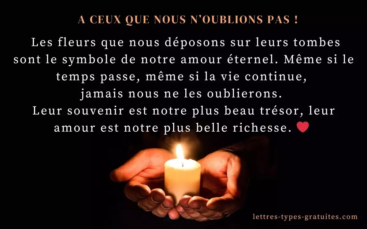 Lettre touchante Toussaint texte long poétique condoléances manuscrites