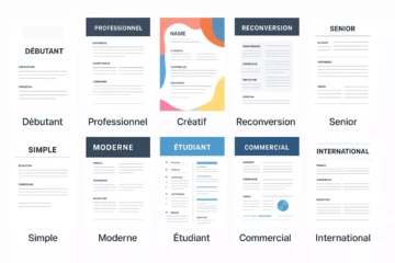 Aperçu des 10 modèles de CV 2025 gratuits : débutant, professionnel, créatif, reconversion, senior, simple, moderne, étudiant, commercial, international
