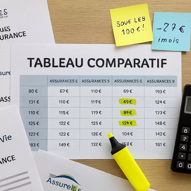 Tableau comparatif tarifs assurance concurrent pour négocier réduction