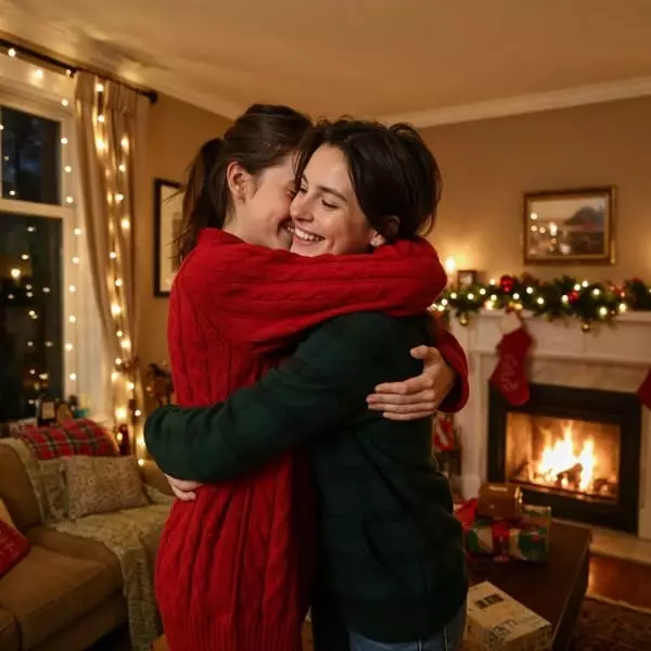 Deux amis d'enfance se retrouvant à Noël avec nostalgie et émotion