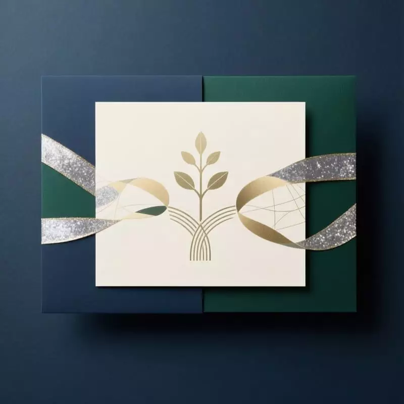 Carte de vœux professionnelle élégante pour clients avec décoration Noël sobre