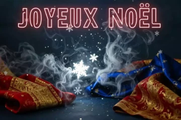 Scène de Noël artistique et poétique avec étoiles lumineuses et ambiance mystique élégante