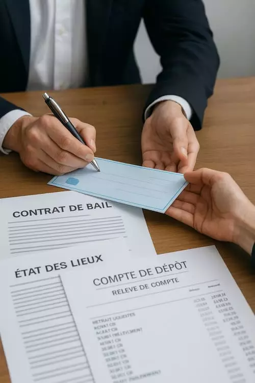 Remise de chèque de restitution du dépôt de garantie entre propriétaire et locataire