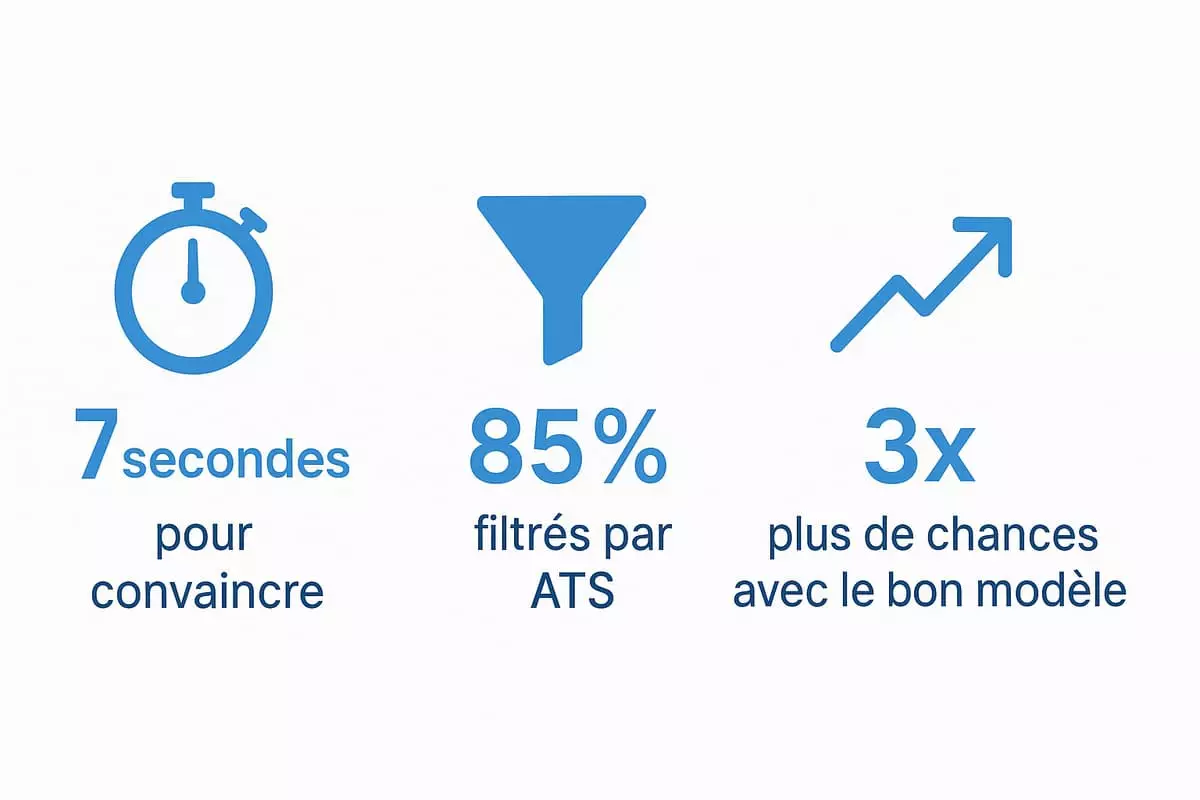 Statistiques clés du CV en 2025 : 7 secondes pour convaincre, 85% filtrés par ATS, 3x plus de chances
