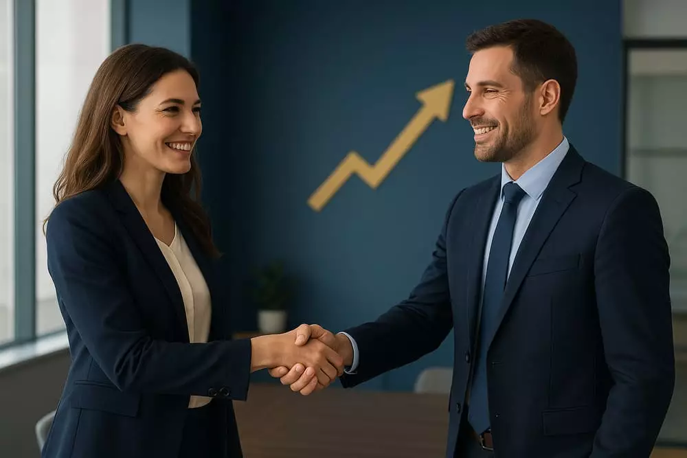 Poignée de main professionnelle scellant un accord après une négociation salariale réussie