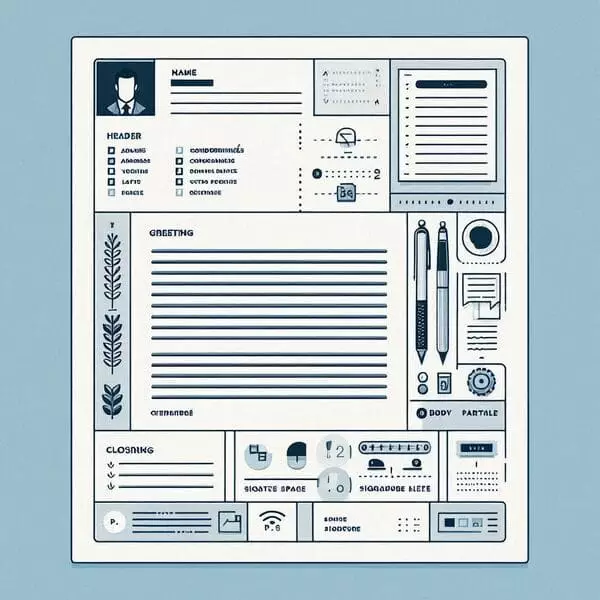 Aperçu d'un modèle vierge de lettre de motivation avec mise en page professionnelle et zones à personnaliser