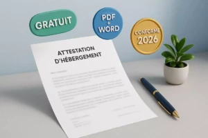 Attestation Hébergement PDF et WORD Gratuite 2026 : 5 Modèles - Modèle gratuit