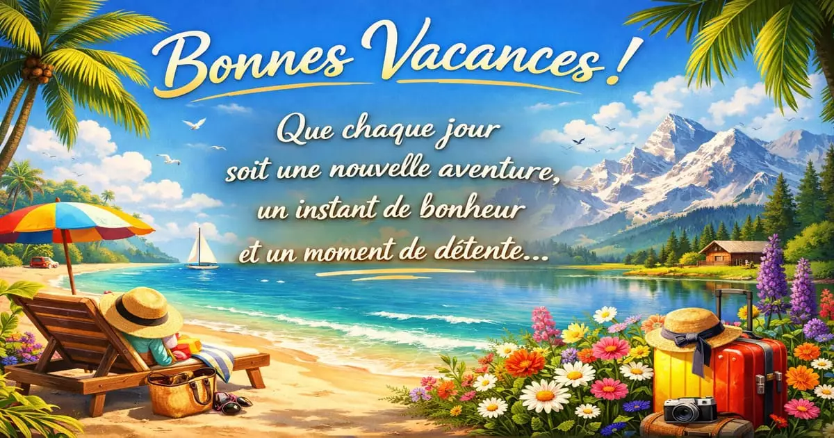 Souhaiter de bonnes vacances avec cette touchante image amicale pour souhaiter de bons congés avec originalité.