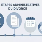 Illustration des étapes administratives et judiciaires du processus de divorce en France 2026 Illustration des étapes administratives et judiciaires du processus de divorce en France 2026