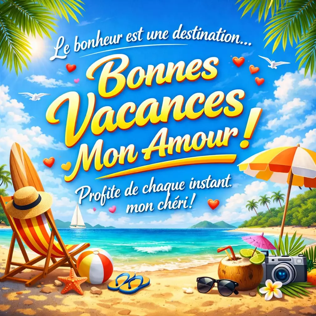 Souhaiter de bonnes vacances avec amour à son homme ou sa femme chéri ou chérie