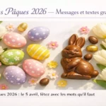 Messages Joyeuses Pâques 2026 — œufs décorés, chocolats et fleurs printanières