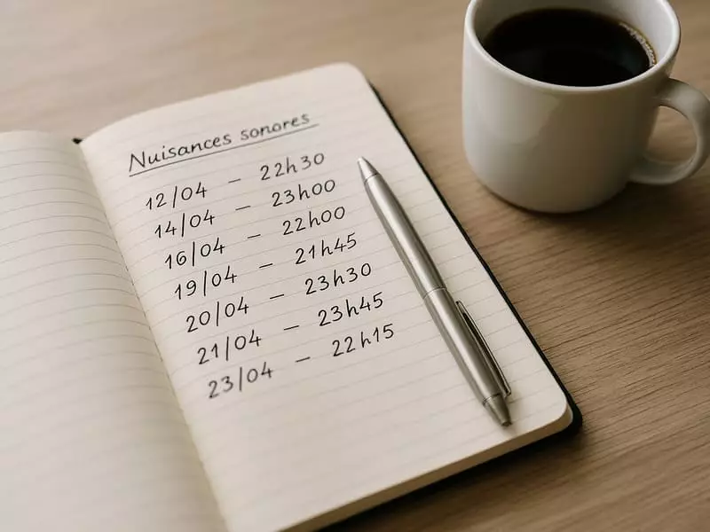 Journal des nuisances sonores - documentation preuve voisinage