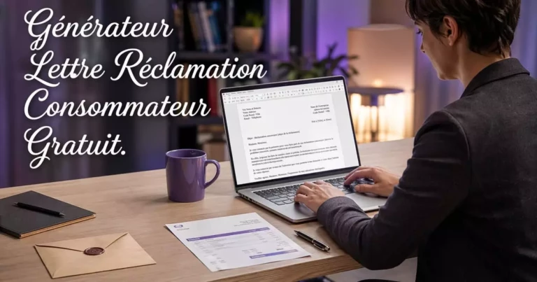 Générateur de Lettre de Réclamation Consommateur Gratuit — Modèle Personnalisé 2026 : outil gratuit pour rédiger ce courrier administratif