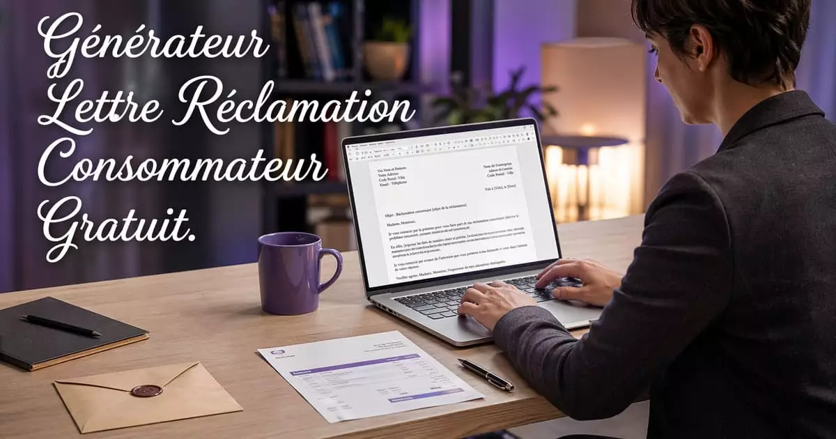 G&eacute;n&eacute;rateur de lettre de r&eacute;clamation consommateur gratuit en ligne &mdash; outil juridique 2026