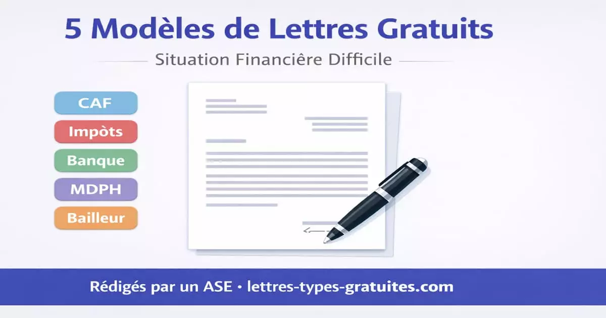 Lettre de situation financière difficile : 5 modèles gratuits selon votre profil (CAF, impôts, banque, MDPH)