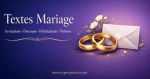 Textes Mariage Gratuits : Invitations, Discours, Poèmes Textes Mariage Gratuits : Invitations, Discours, Poèmes - Modèle gratuit
