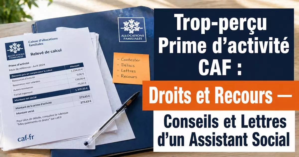 droits allocataire trop-perçu prime d'activité recours contestation CAF 2026