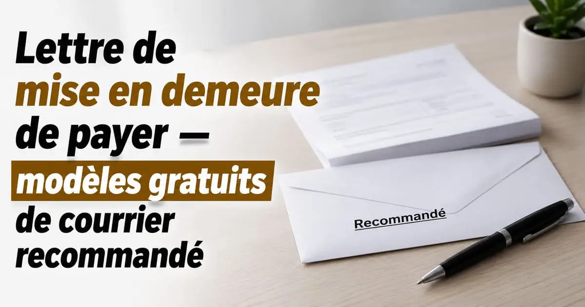 Lettre de mise en demeure de payer — modèles gratuits de courrier recommandé