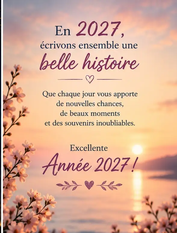 En 2027 écrivons ensemble une belle histoire Message Bonne Année 2027 pour écrire une belle histoire et vivre des souvenirs inoubliables