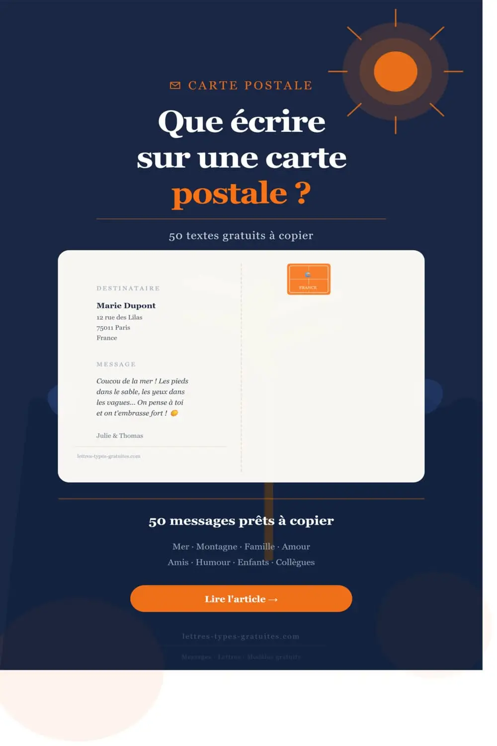 Que écrire sur une carte postale de vacances — 50 textes gratuits à copier : mer, montagne, famille, humour