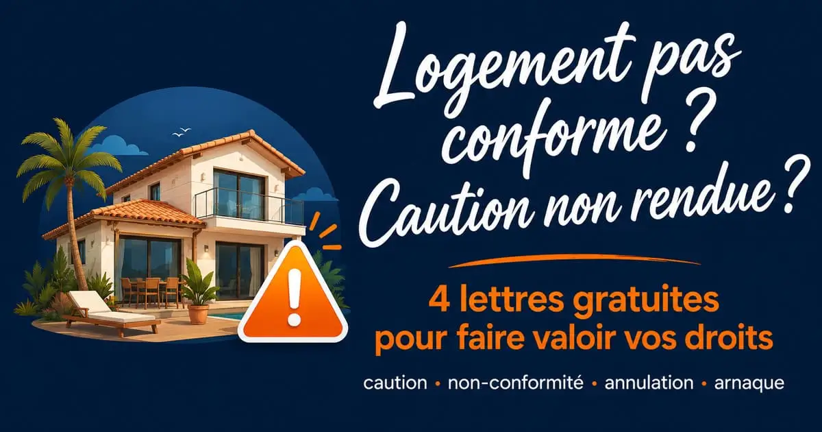 Lettre litige location saisonnière — modèles gratuits caution non rendue logement non conforme