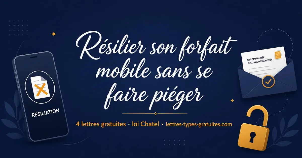 Lettre Résiliation Forfait Mobile : 4 Modèles Gratuits selon Votre Situation (Loi Chatel, Motif Légitime) Lettre résiliation abonnement téléphone mobile — modèle gratuit opérateur Orange SFR Bouygues Free