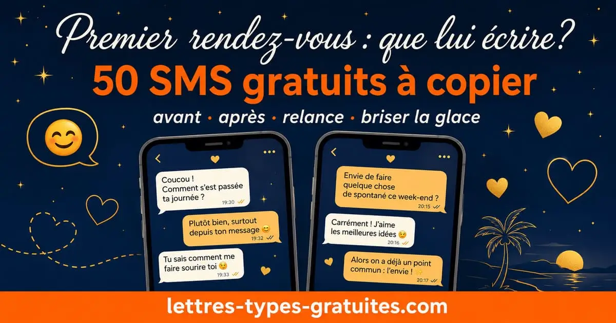 Messages premier rendez-vous — SMS et textes gratuits pour confirmer, briser la glace et relancer après
