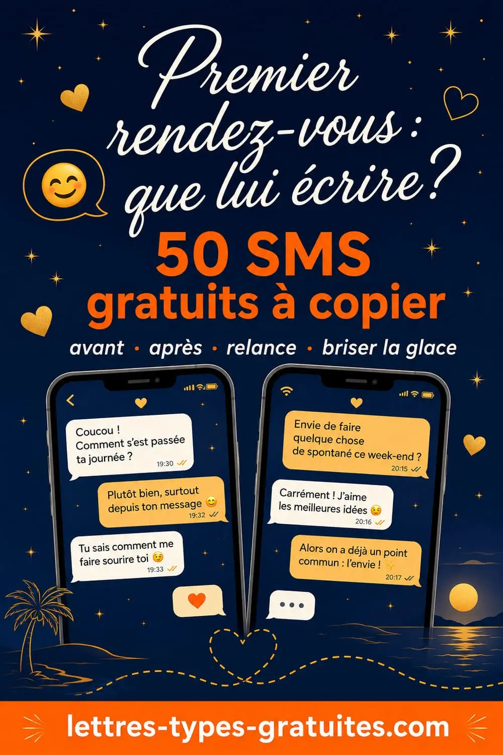 Premier rendez-vous : que lui écrire ? 50 SMS gratuits avant, après et relance — lettres-types-gratuites.com