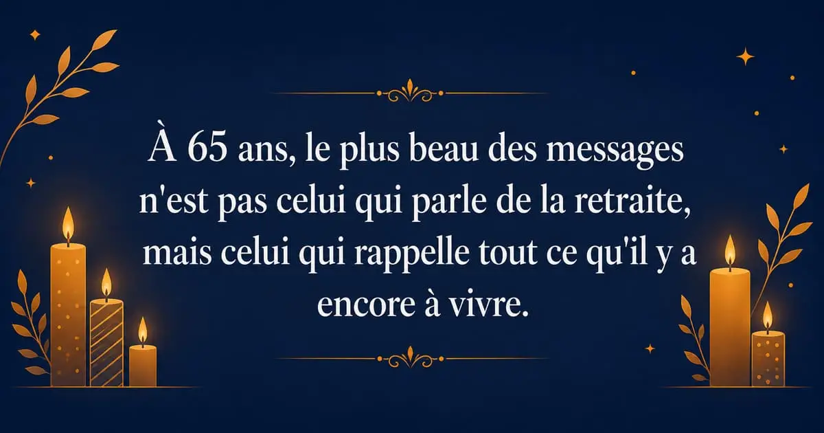 Message Anniversaire 65 Ans — Citation à Copier Message anniversaire 65 ans : citation tout ce qu'il y a encore à vivre à copier gratuitement