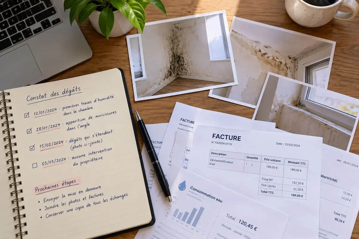 checklist preuves à réunir logement insalubre photos devis courriers