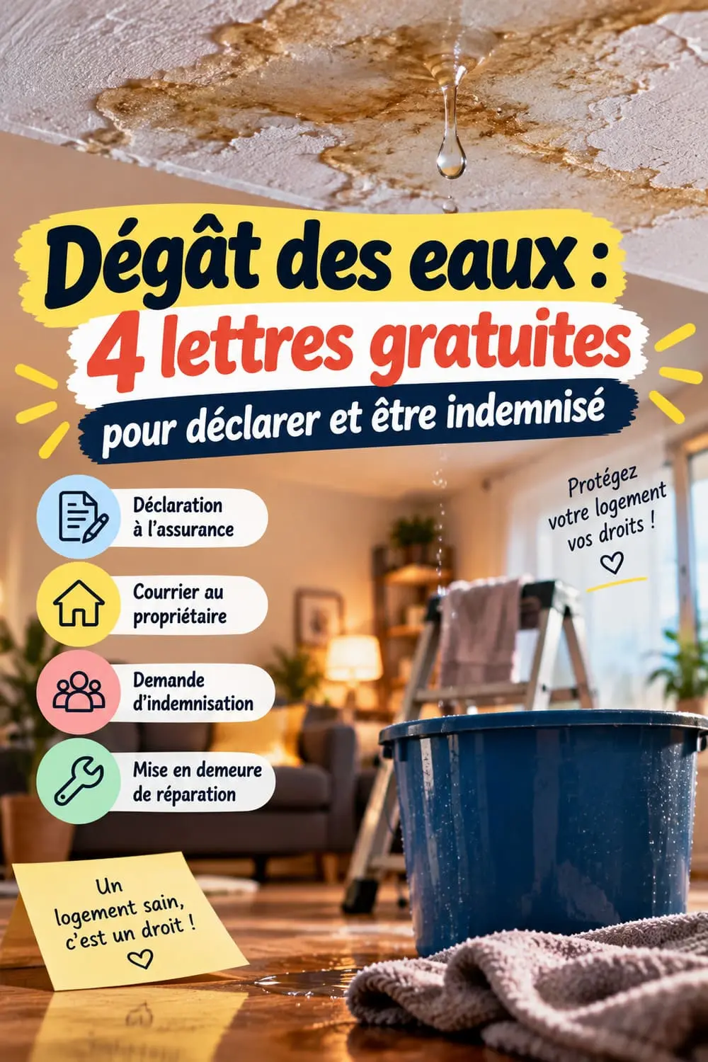 Dégât des eaux : 4 lettres gratuites pour déclarer et être indemnisé modèle courrier déclaration sinistre dégât des eaux assurance voisin